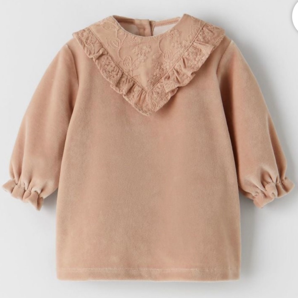 Zara baby girl velvet blush dress 3-6 month